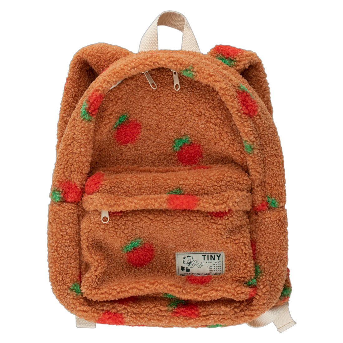 Tiny Cottons Light Brown Apples Sherpa Backpack