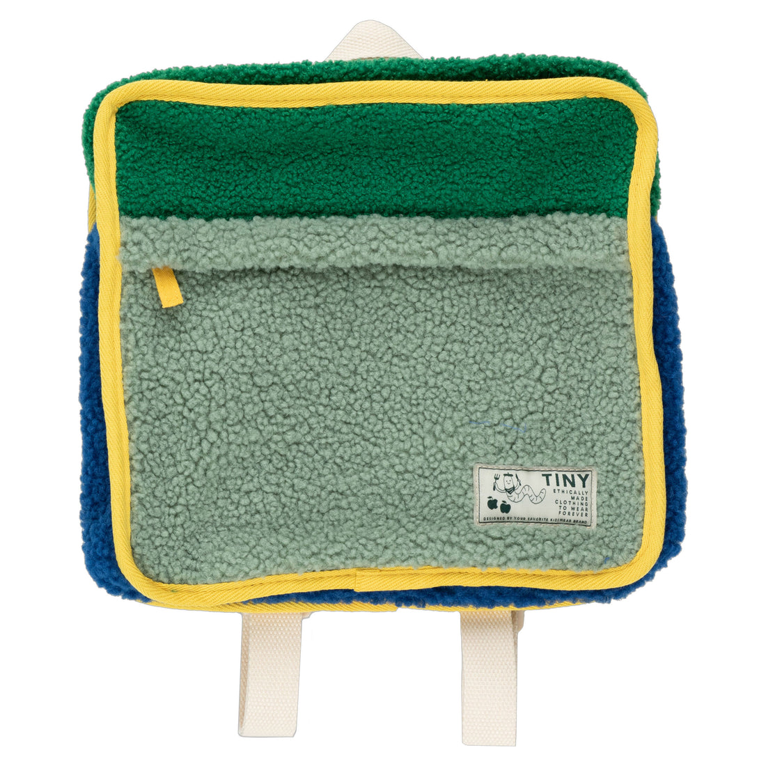 Tiny Cottons Sage Color Block Sherpa Toddler Backpack