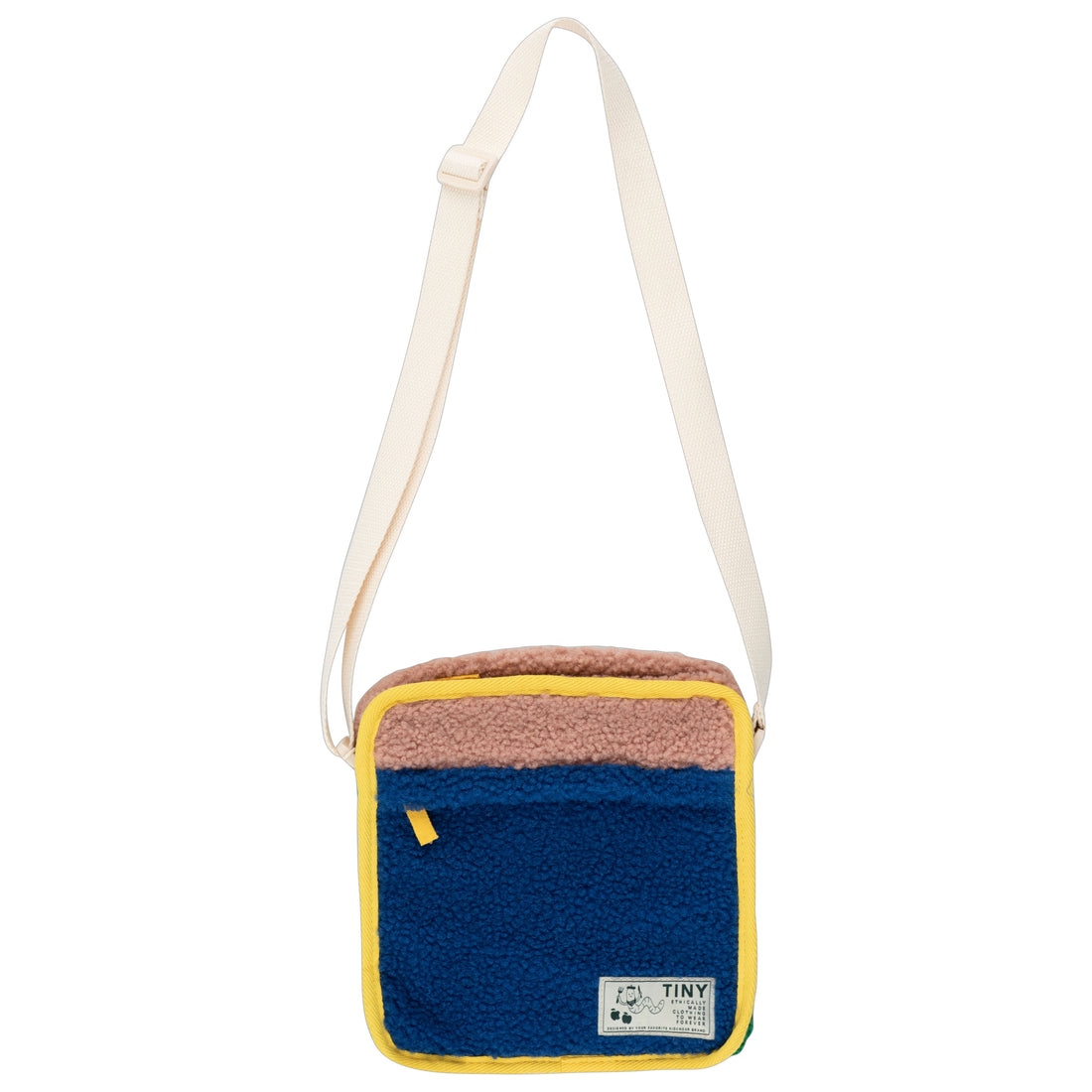 Tiny Cottons Ultramarine Color Block Sherpa Crossbody Backpack