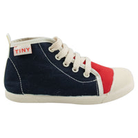 Tiny Cottons Navy/Deep Red Color Block Hi-Top Sneakers