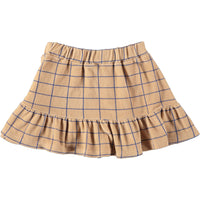 Bonmot Beige Frill Checks Mini Skirt