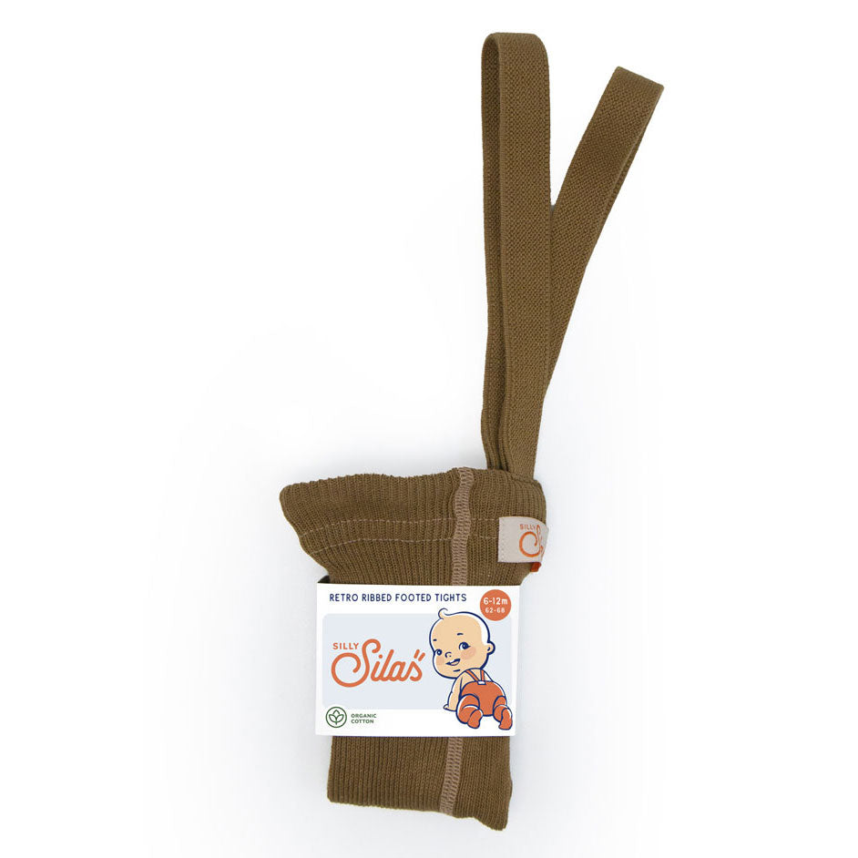 Silly Silas Acorn Brown Footed Cotton Tights