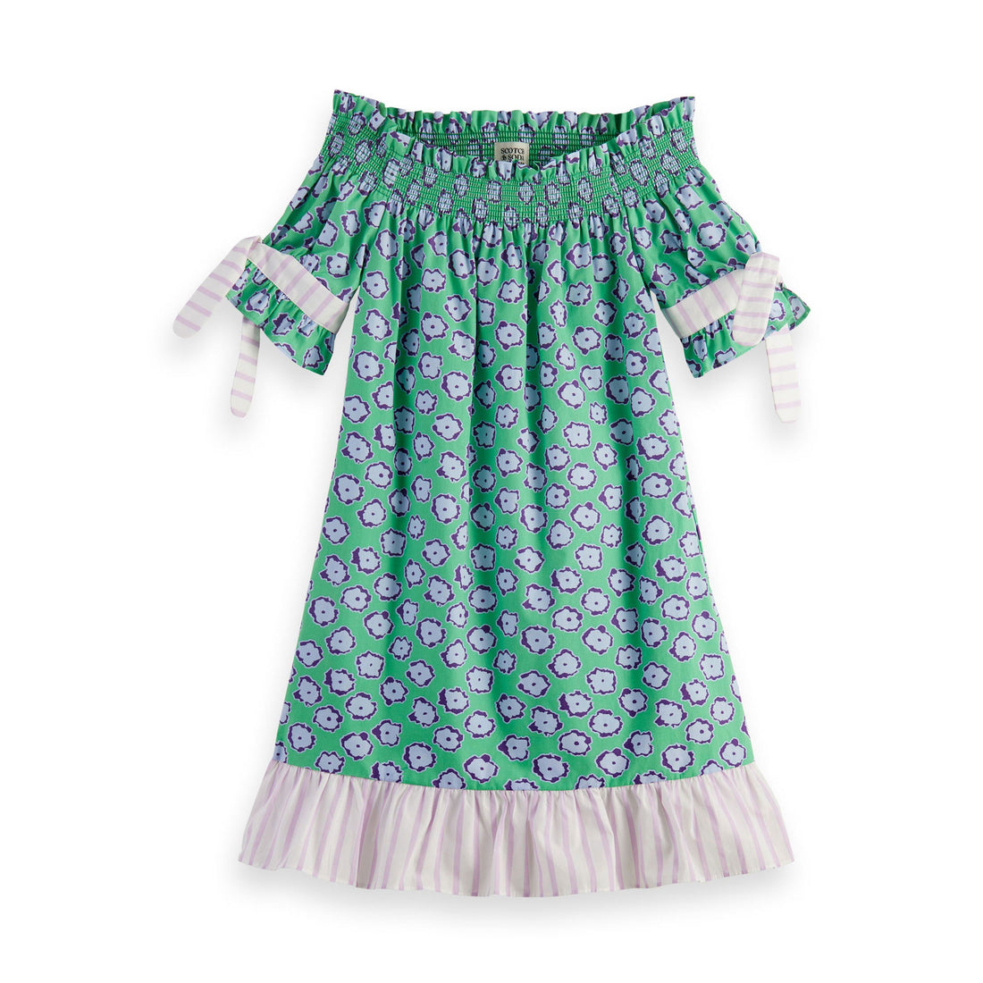 Scotch Shrunk  Poppy Fld All Over Printed Off Shoulder Dress