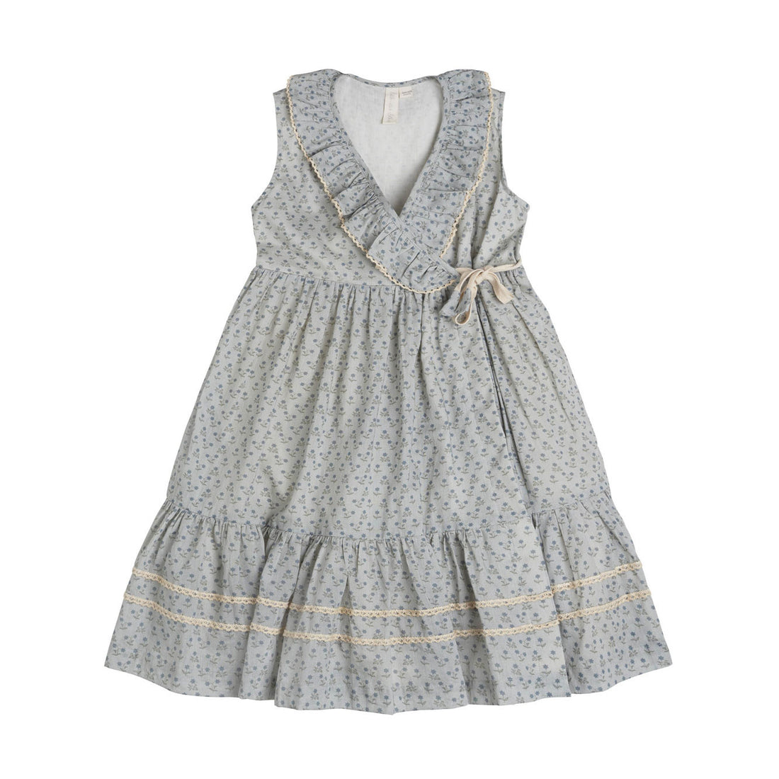 Little Cotton Clothes Blue Calico Floral Amel Wrap Dress