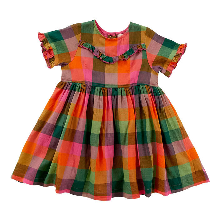 Pink Chicken Multi Squares Amelia Dress