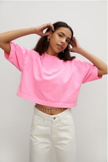 Les Coyotes De Paris Neon Pink Annabel Cropped Tee