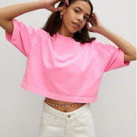 Les Coyotes De Paris Neon Pink Annabel Cropped Tee