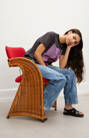 Les Coyotes De Paris Grey Artwork Oversized Tee