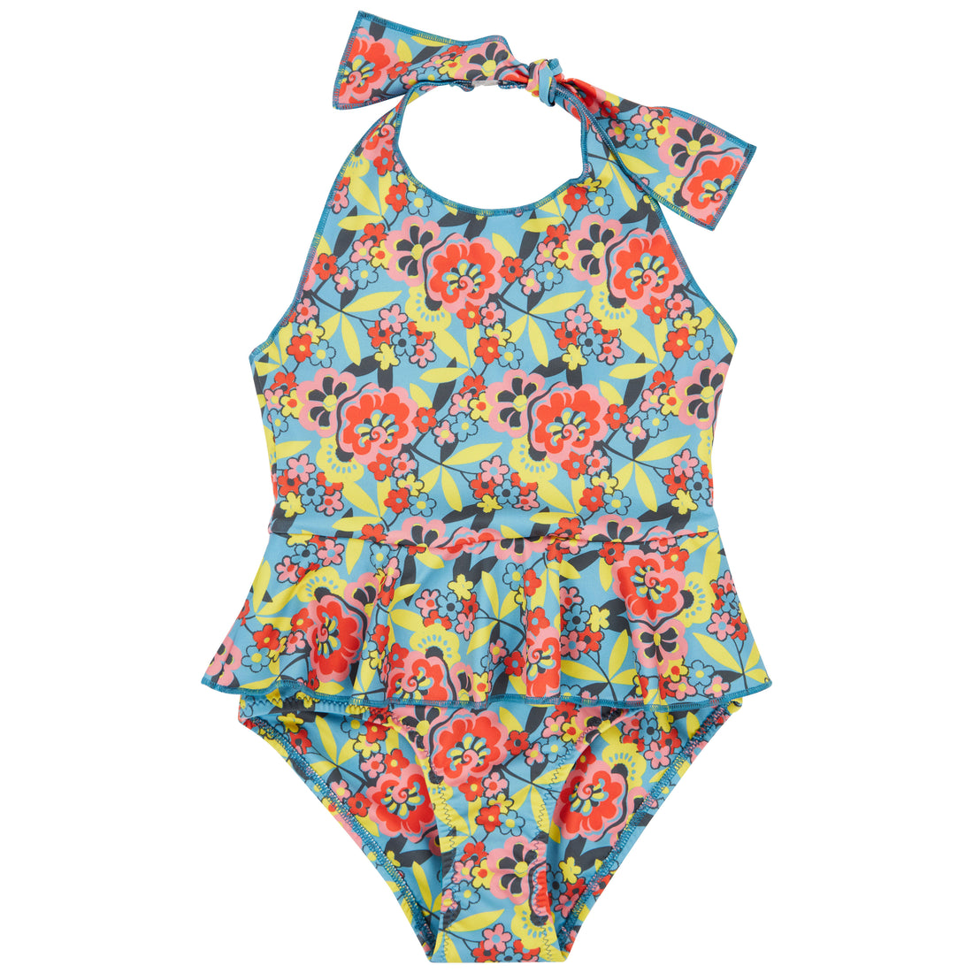 Caramel Vintage Floral Print Asparagus Swimsuit