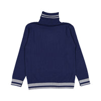 Manuelle Frank Navy Grey Stripe Turtleneck