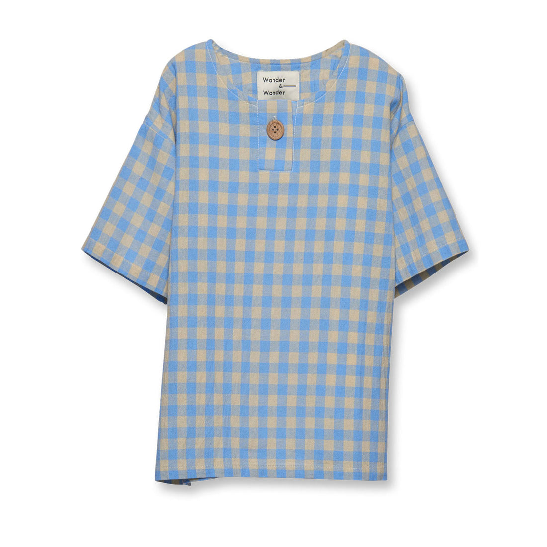 Wander and Wonder Cloud Check Henley Shirt