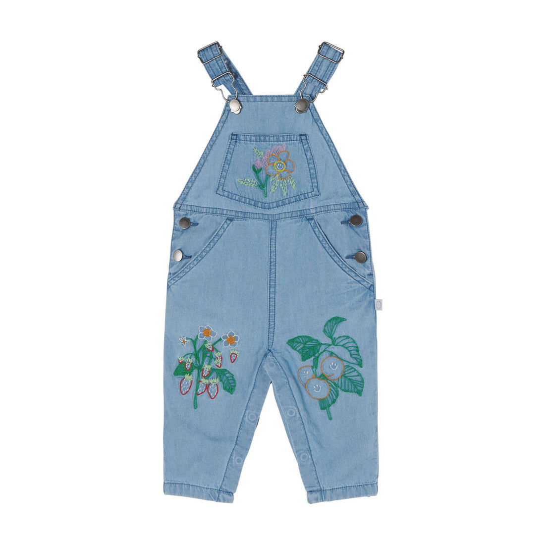 Stella McCartney Flower Embroidered Denim Baby Dungarees