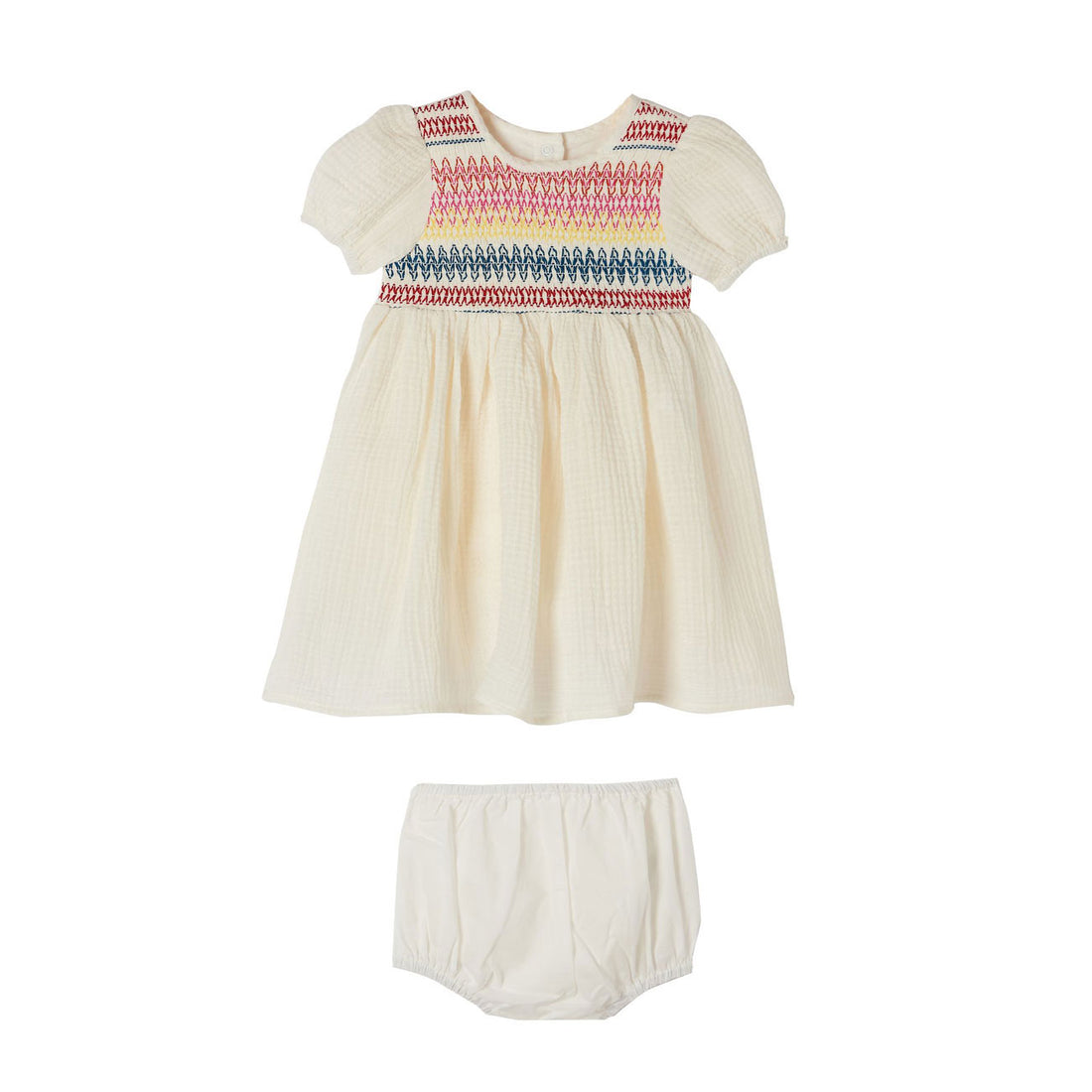 Stella McCartney Gauze Colorful Smocked Baby Dress