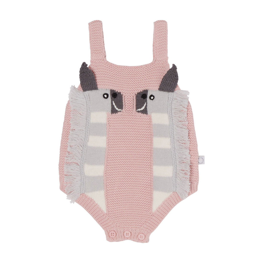 Stella McCartney Zebra Intarsia Fringe Knit Romper