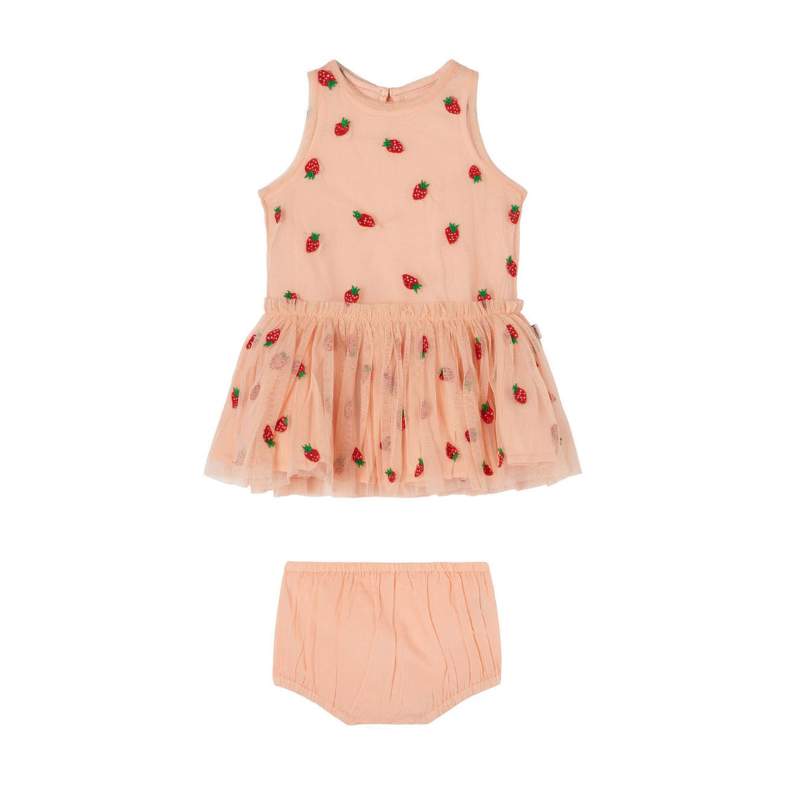 Stella McCartney Strawberries Embroidered Tulle Baby Dress