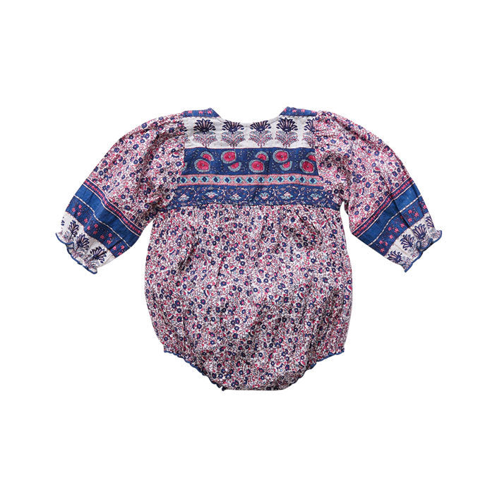 Pink Chicken True Blue Block Print Jade Romper