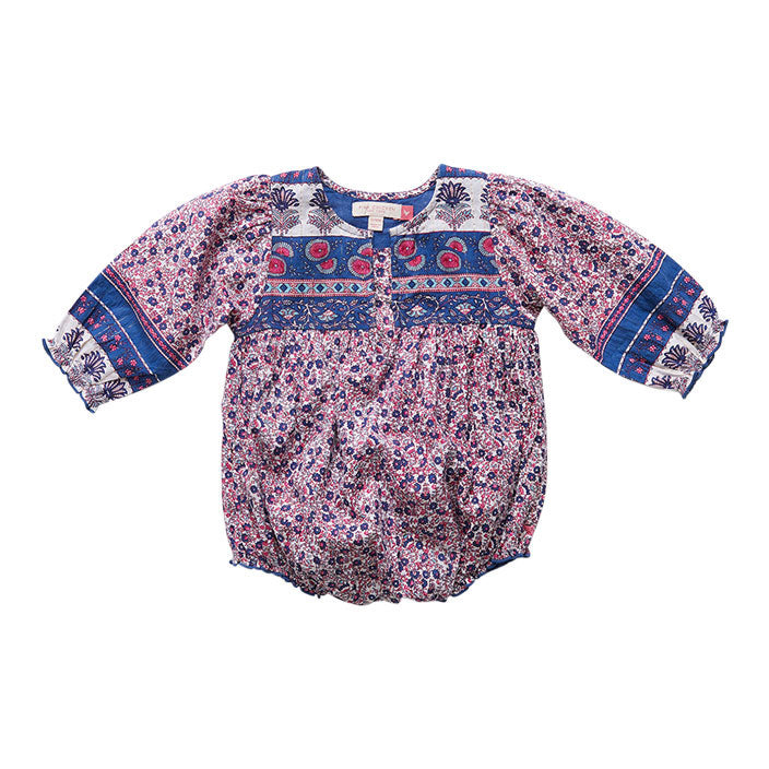 Pink Chicken True Blue Block Print Jade Romper