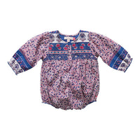 Pink Chicken True Blue Block Print Jade Romper