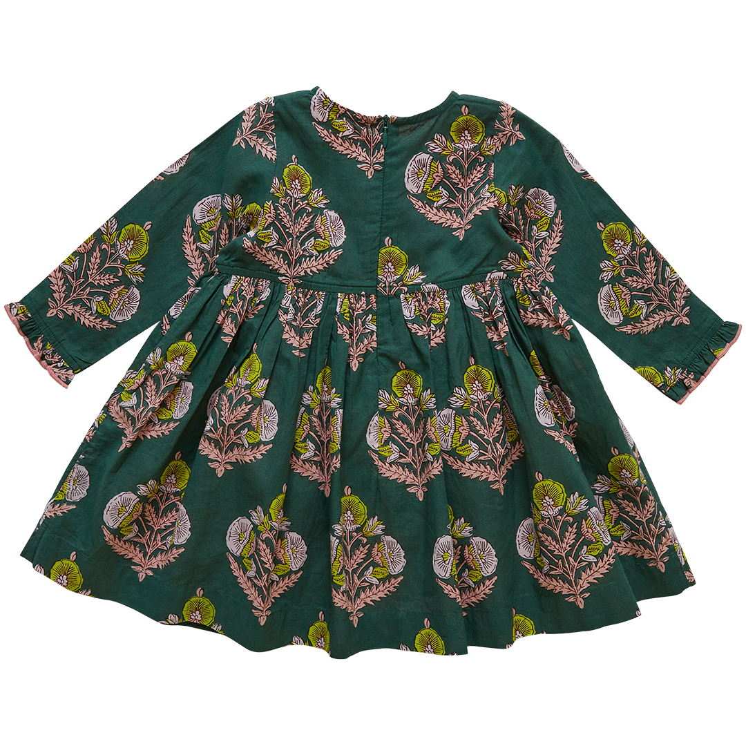 Pink Chicken Hermione Dress -Hunter Green Flower