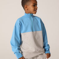 raquette Azure Blue Baseline Blocked Zip Sweater