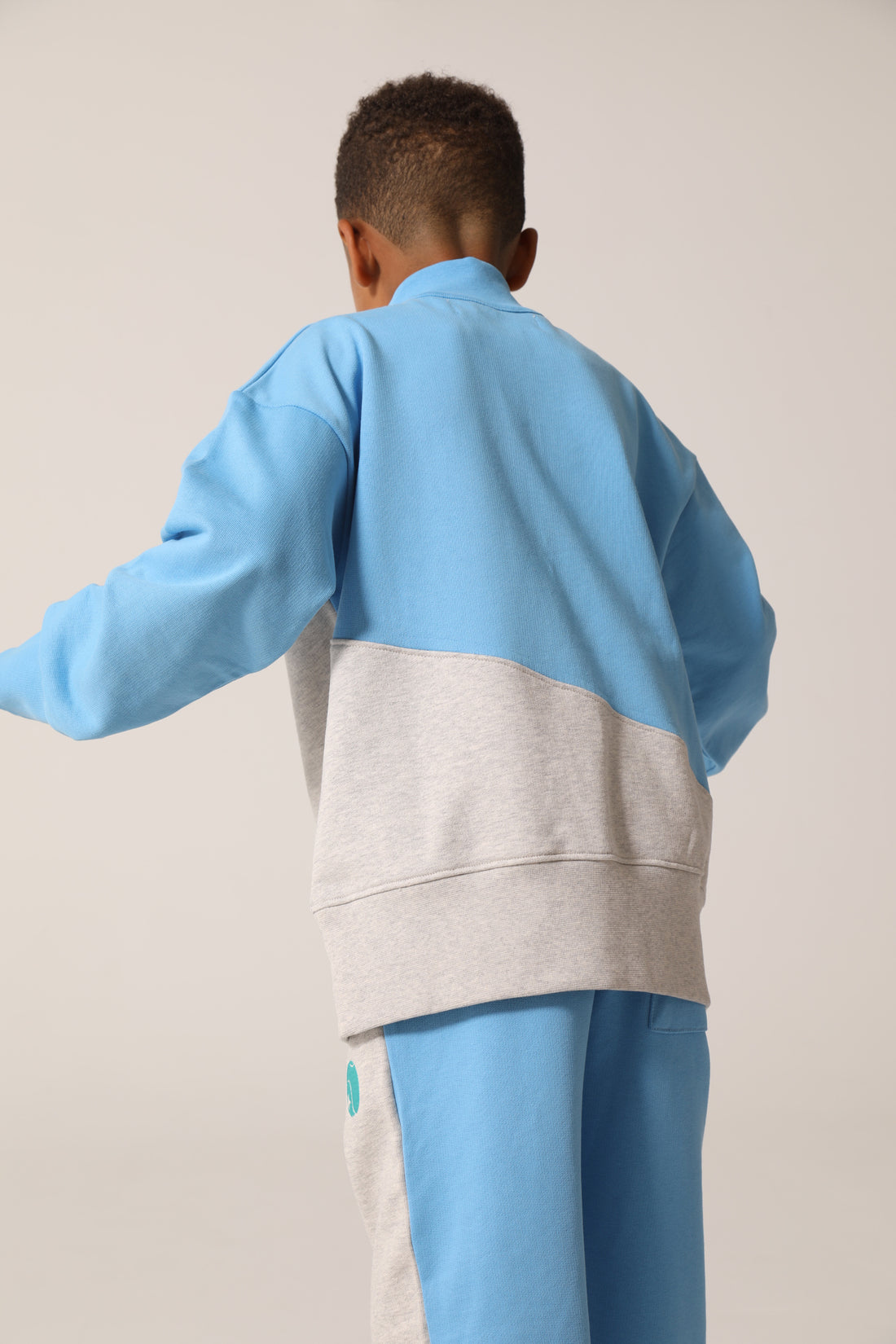 raquette Azure Blue Baseline Blocked Zip Sweater
