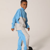 raquette Azure Blue Baseline Blocked Zip Sweater