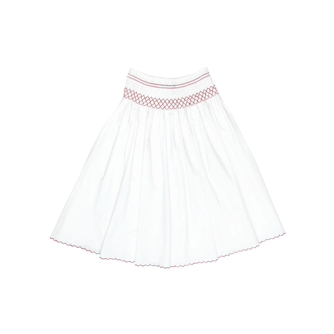 Batsheva White Smocked Skirt
