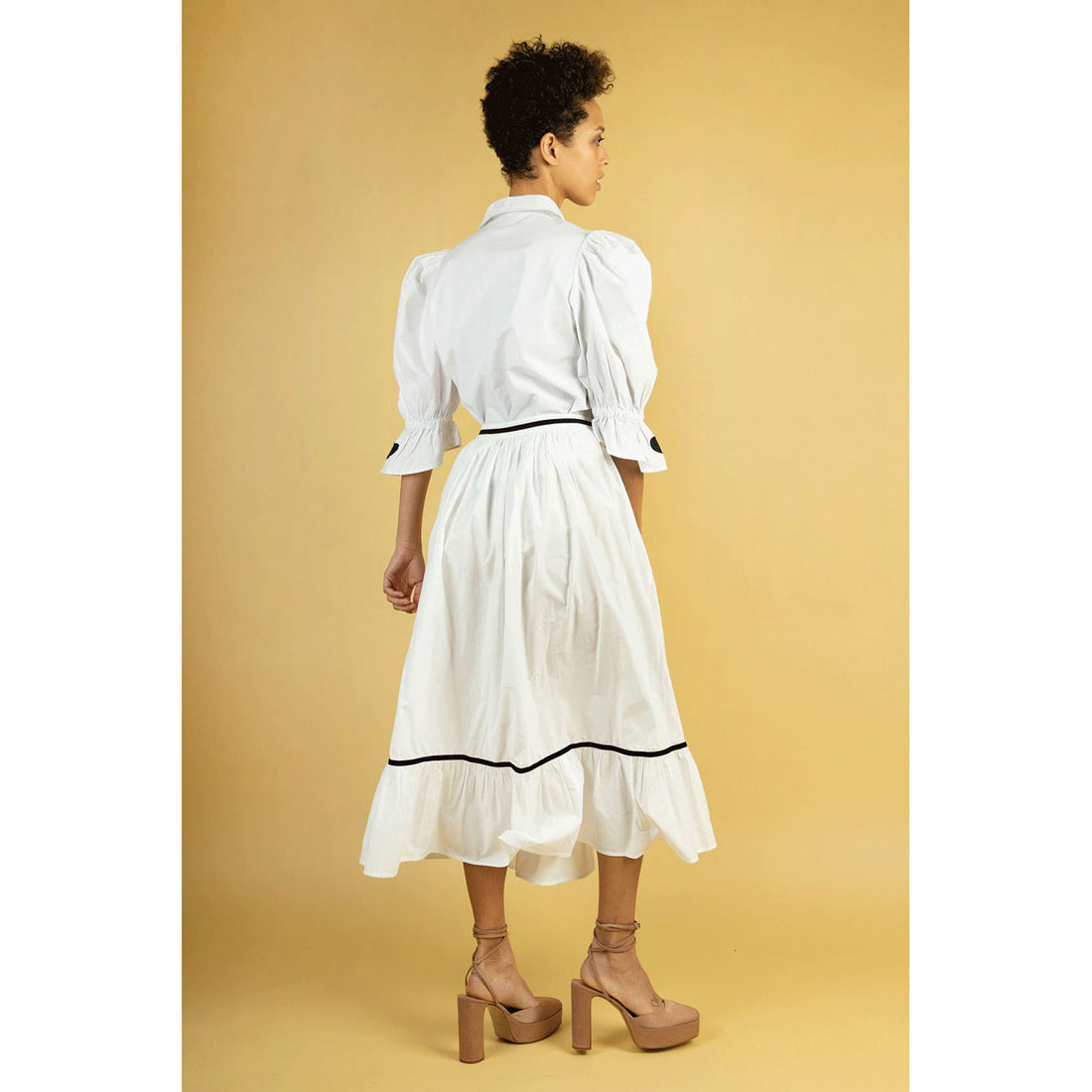 Batsheva White Poplin Kipp Skirt