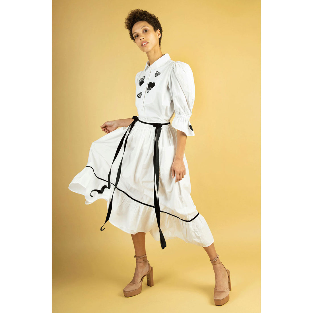 Batsheva White Poplin Kipp Skirt