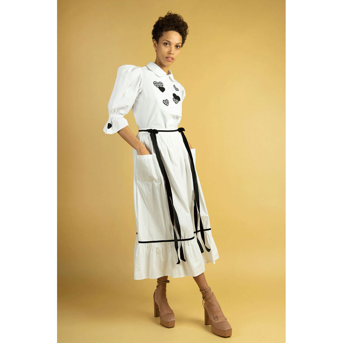 Batsheva White Poplin Kipp Skirt