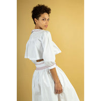 Batsheva White Smocked Blouse