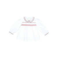 Batsheva White Smocked Blouse