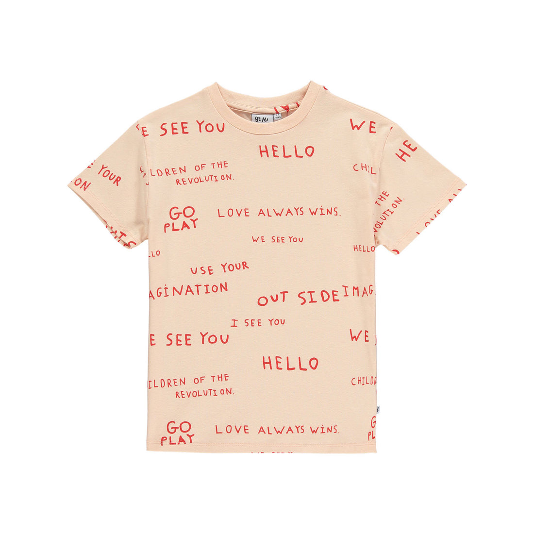 Beau Loves Apri cot Journal Text Allover T-Shirt