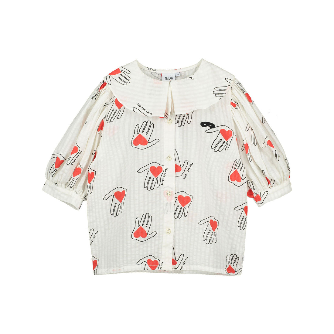 Beau Loves Natural Hold My Heart Allover Piper Blouse