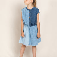 Finger in the Nose Blanca Blue Denim Patch Sleeveless Dress