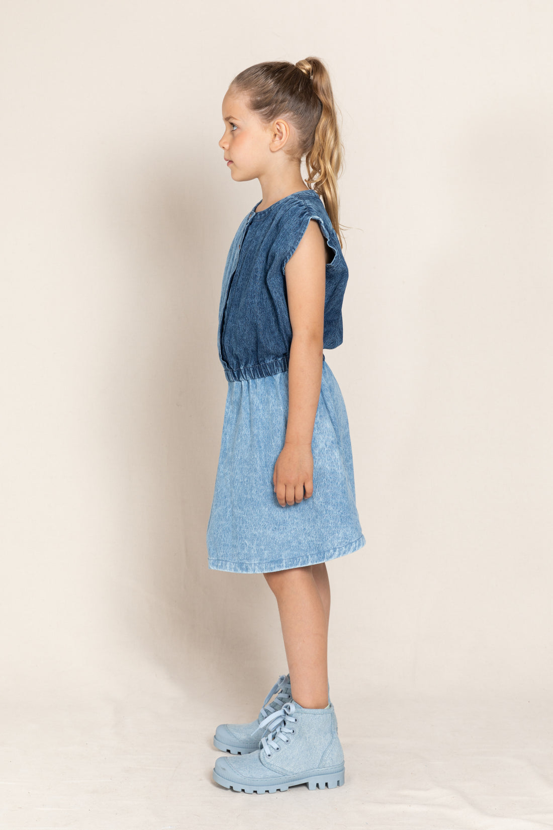 finger in the nose denim dress Finger in the nose - Denim Shift Dress - Girl - Denim brut