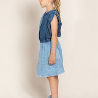 Finger in the Nose Blanca Blue Denim Patch Sleeveless Dress