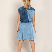 Finger in the Nose Blanca Blue Denim Patch Sleeveless Dress