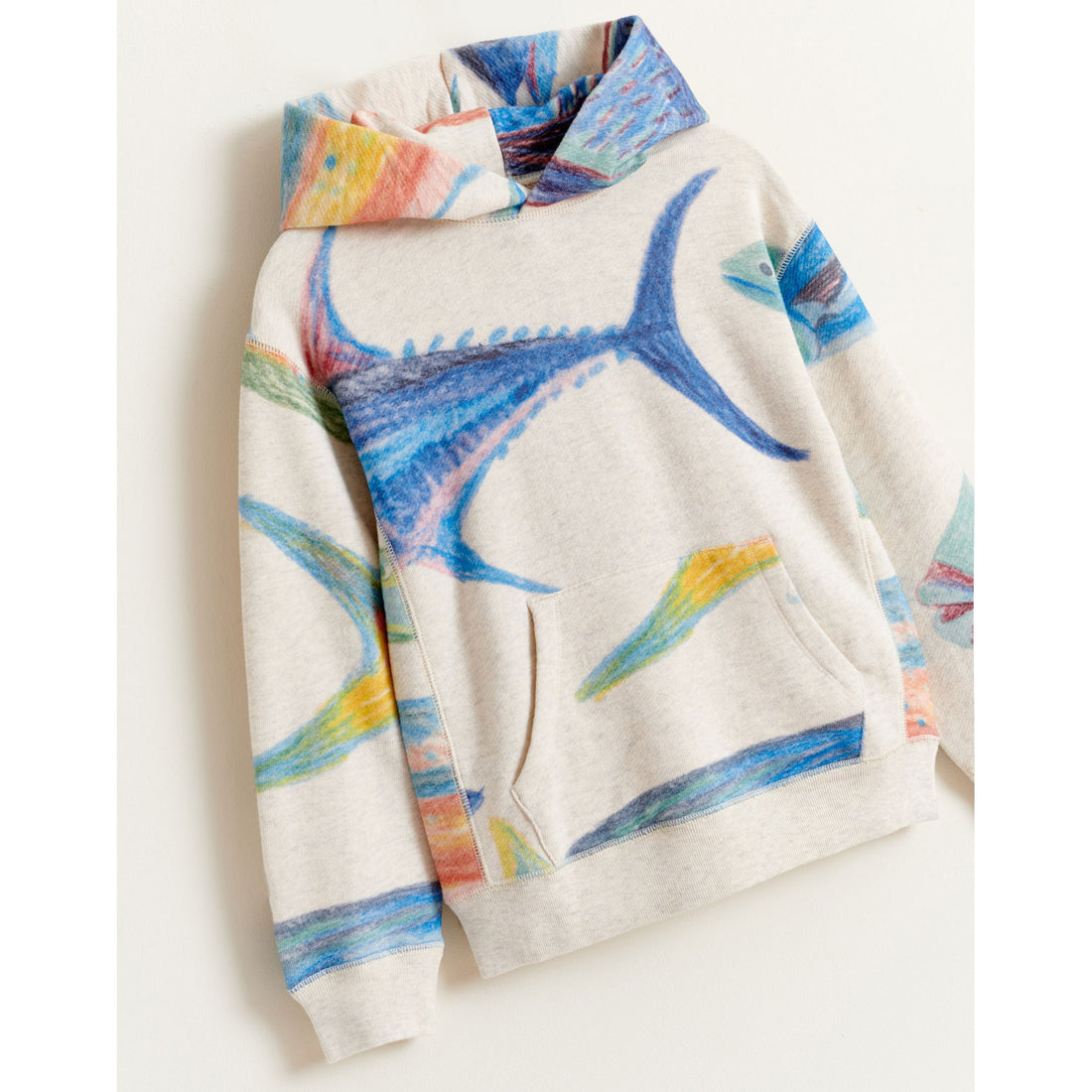 Bellerose Cream Shark Sketch Bini Hoodie