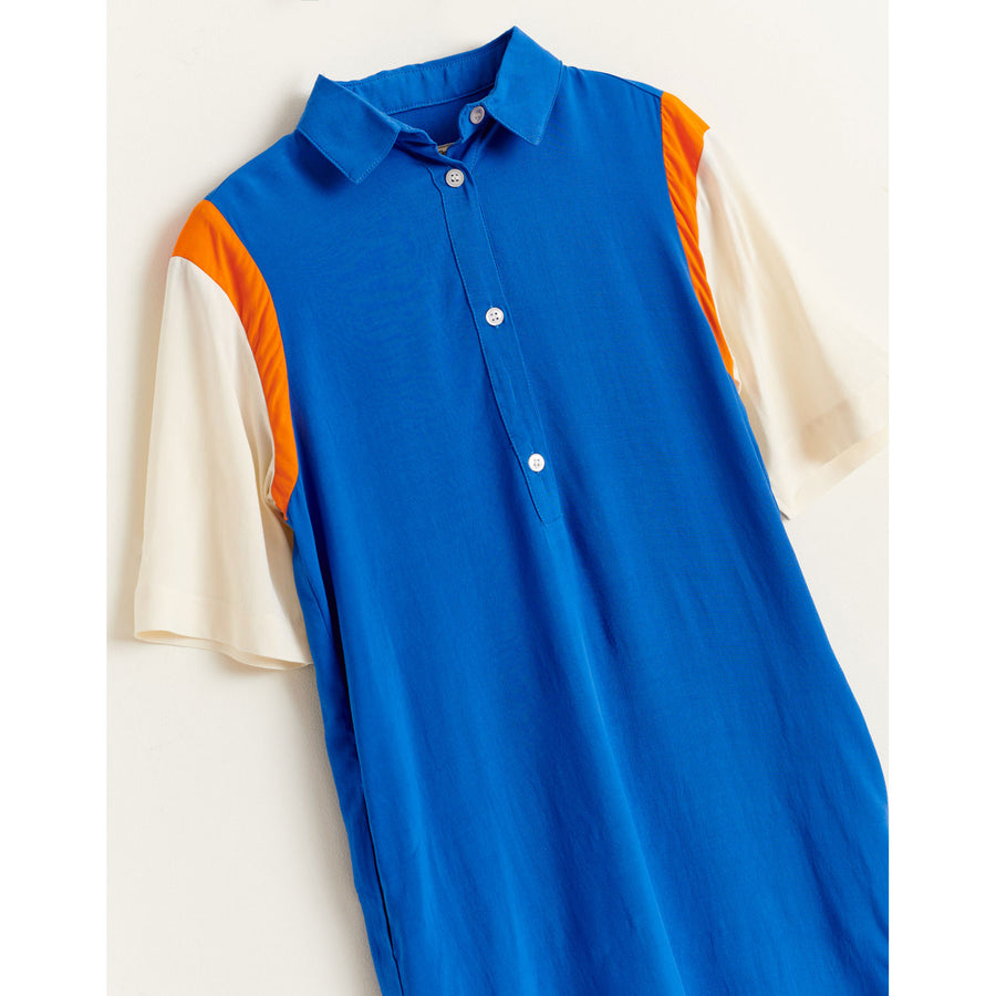 Bellerose Blue Colorblock Popup Shirt Dress