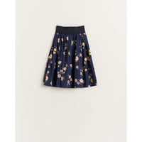 Bellerose Navy Floral Adagio Pleated Skirt
