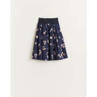 Bellerose Navy Floral Adagio Pleated Skirt