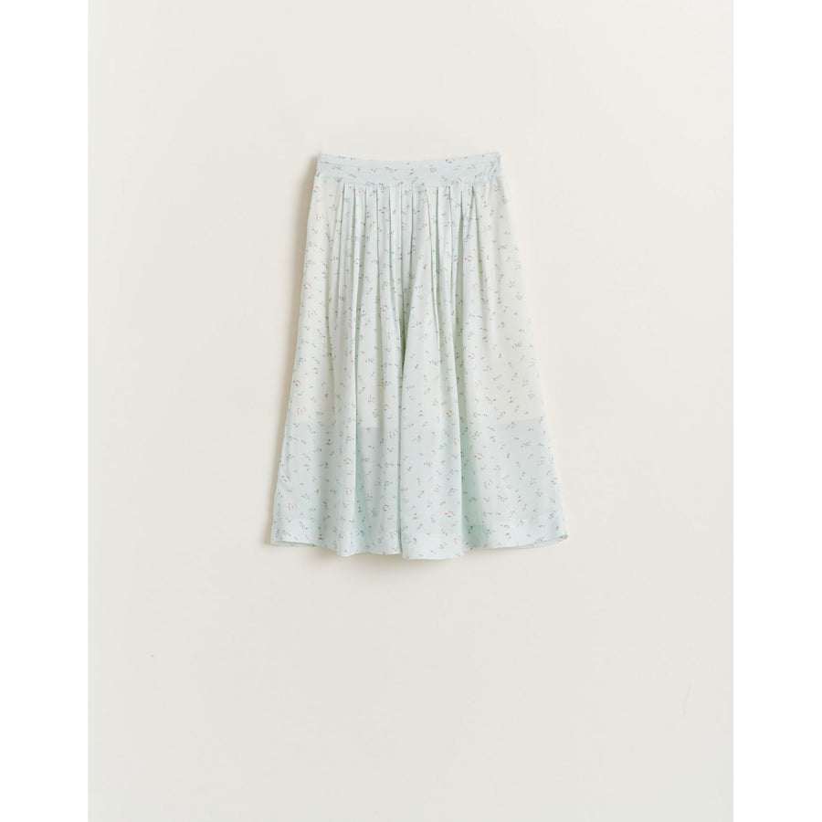 Bellerose Light Blue Floral Pleated Midi Skirt