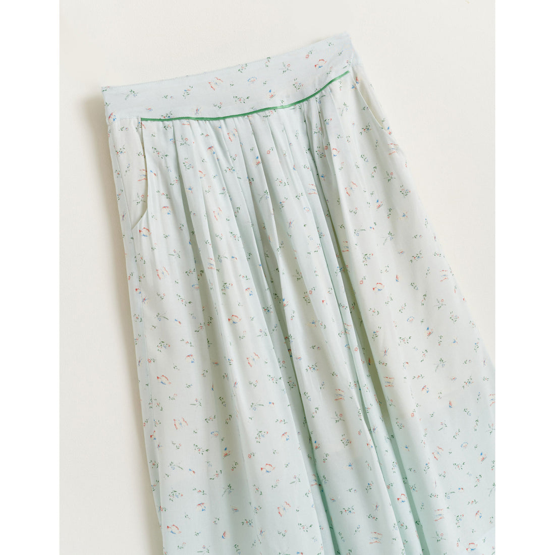 Bellerose Light Blue Floral Pleated Midi Skirt