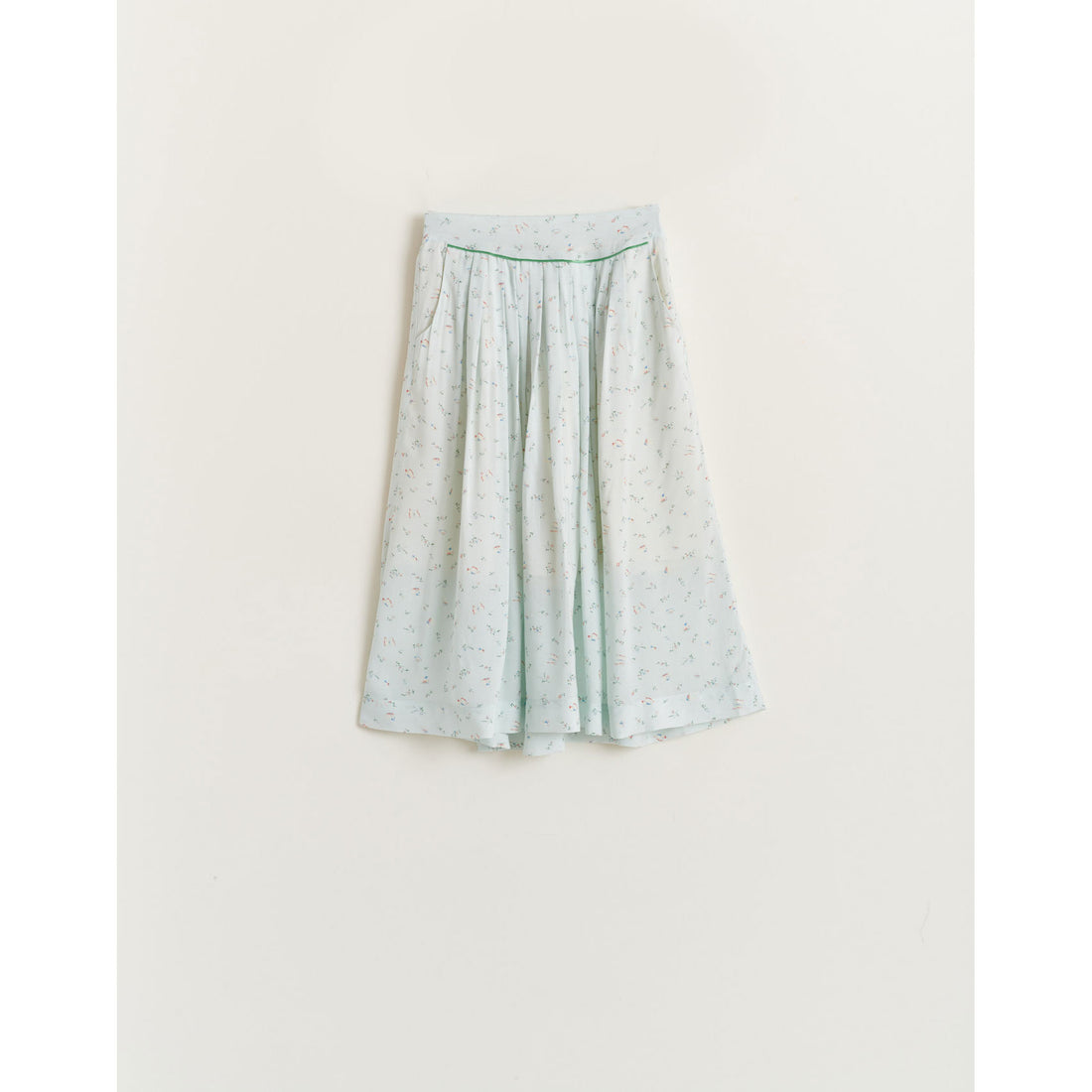 Bellerose Light Blue Floral Pleated Midi Skirt