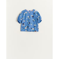 Bellerose Blue Floral Abstract Bubble Sleeve Blouse