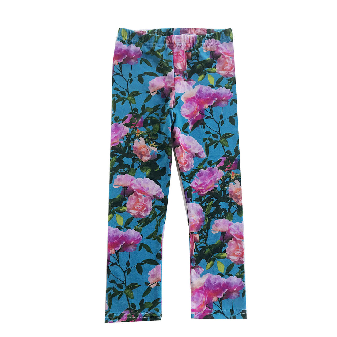 Romey Loves Lulu Pink Blue Flowers Leggings