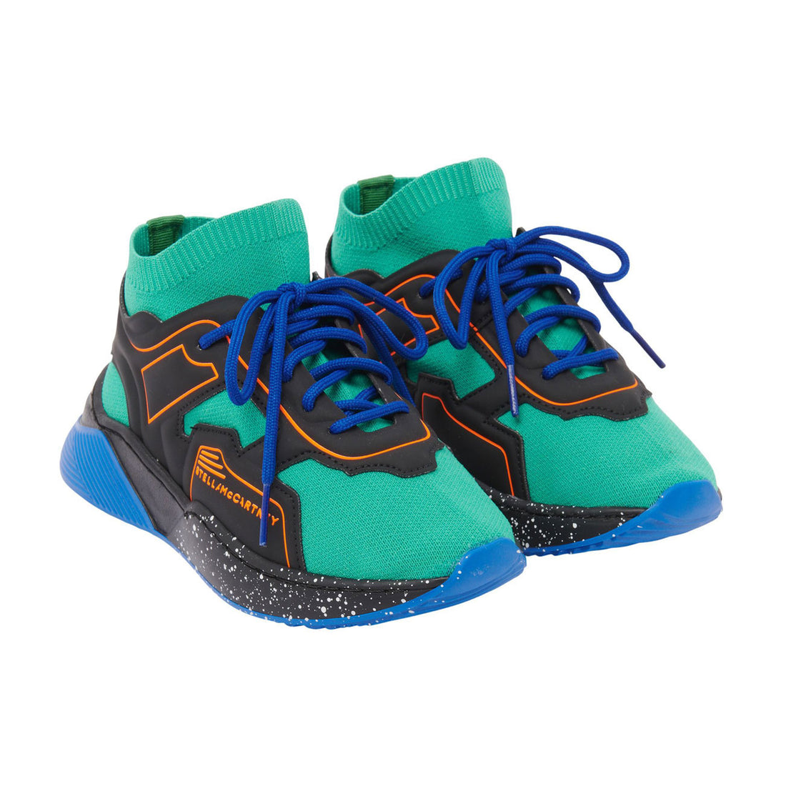 Stella McCartney Green Colorblock Sport Knit Trainers