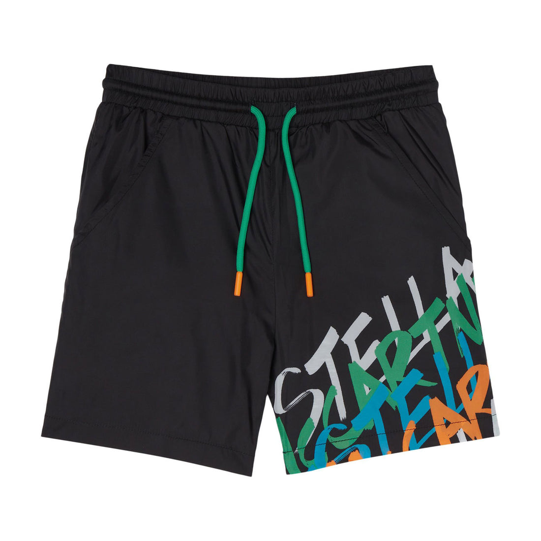 Stella McCartney Black Scribble Logo Sport Shorts