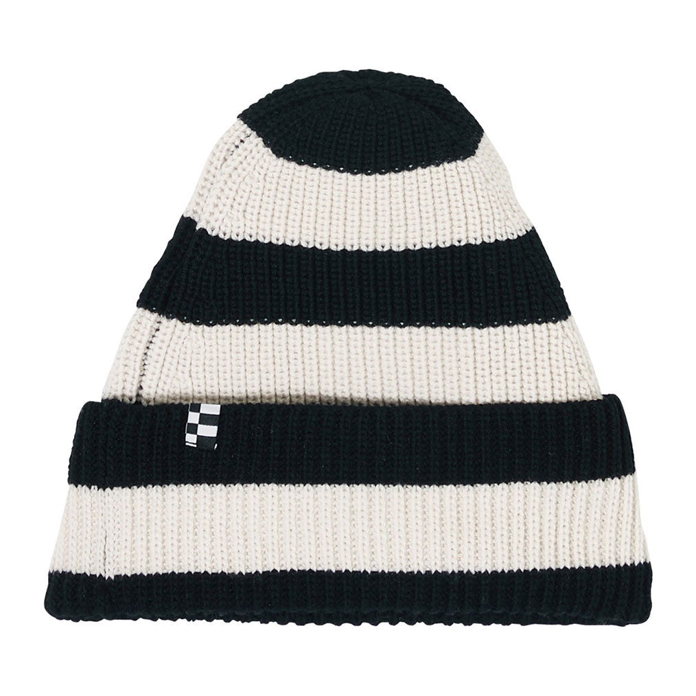 Finger in the Nose Ecru-Absolute Black Stripe Wool Beanie
